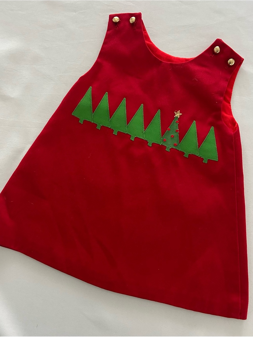 LN Chocolate Soup RARE Red Holiday Tree Appliqué Girls Casual Jumper Dress